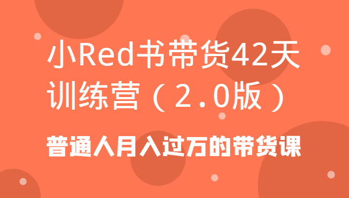 小Red书带货42天训练营(2.0版)普通人月入过万的带货课-网创源码