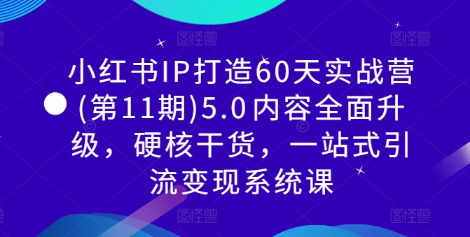 小红书IP打造60天实战营(第11期)5.0内容全面升级,硬核干货,一站式引流变现系统课-网创源码