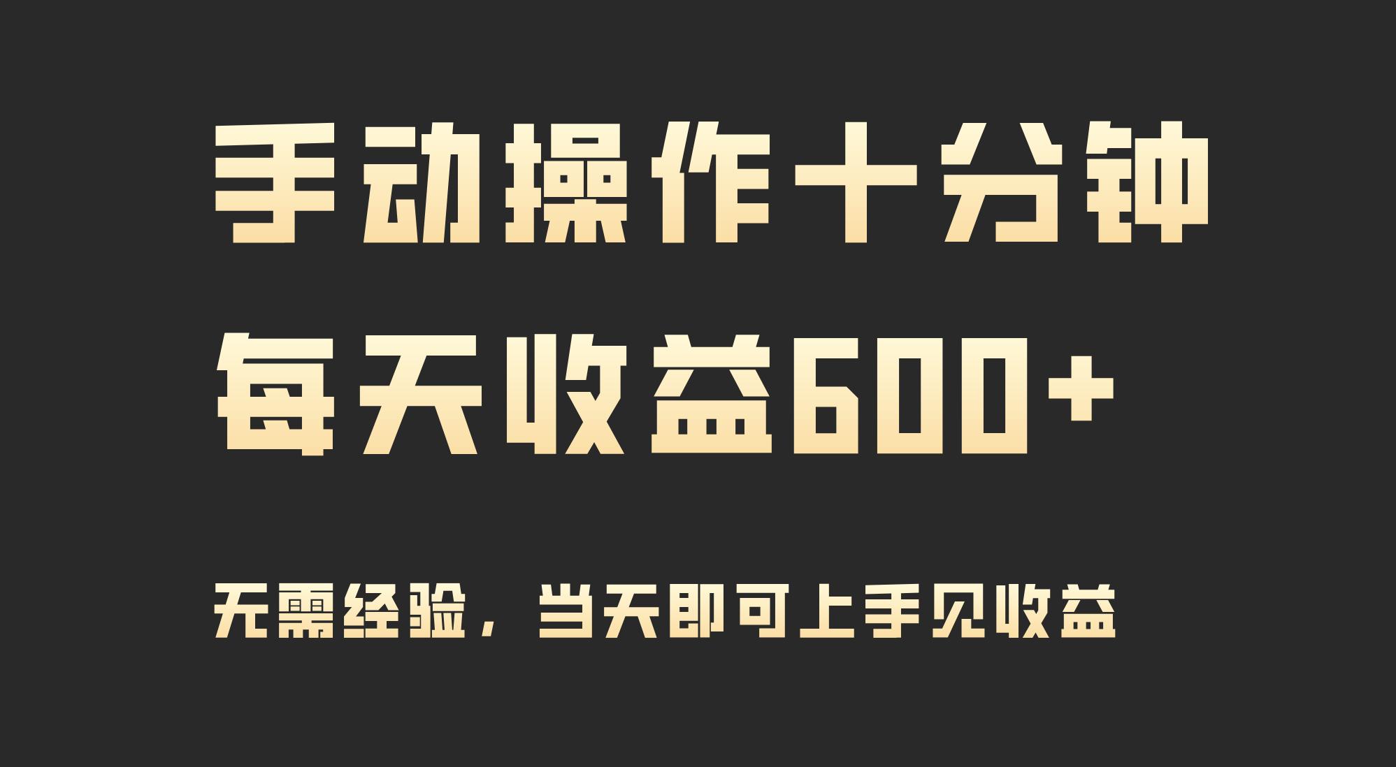 (9324期)手动操作十分钟，每天收益600+，当天实操当天见收益-网创源码