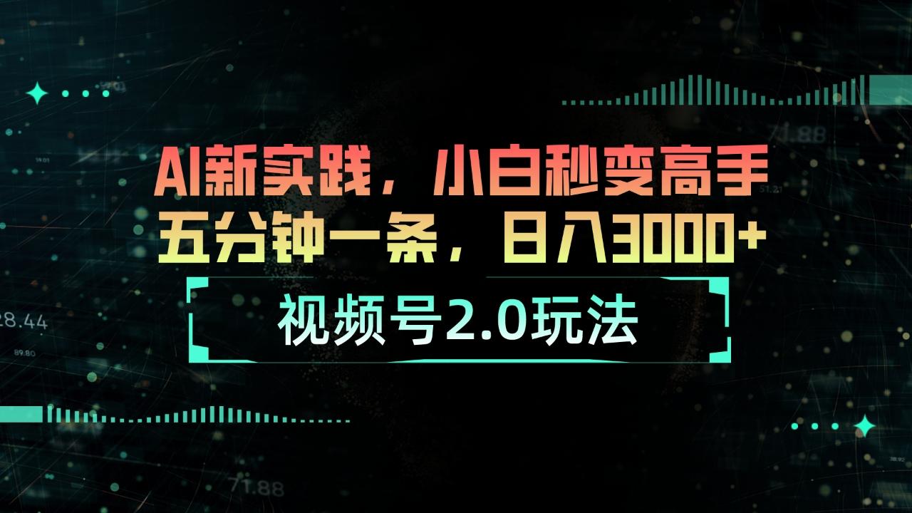 视频号2.0玩法 AI新实践，小白秒变高手五分钟一条，日入3000+-网创源码