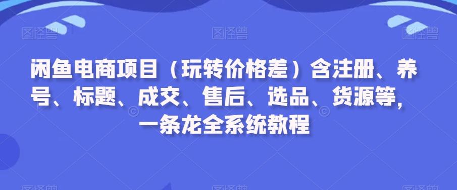 闲鱼电商项目(玩转价格差)含注册、养号、标题、成交、售后、选品、货源等,一条龙全系统教程-网创源码