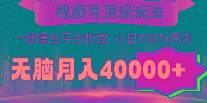 (9281期)视频号顶级玩法,无脑月入40000+,一键撸全平台收益,纯小白也能100%原创-网创源码