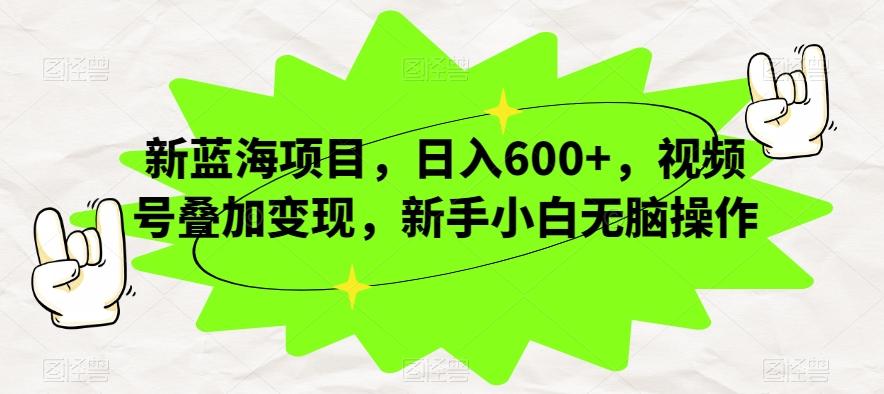 新蓝海项目，日入600+，视频号叠加变现，新手小白无脑操作【揭秘】-网创源码