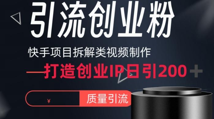 快手项目拆解类视频详细制作流程打造个人IP，单日引流200+高质量创业粉【揭秘】-网创源码