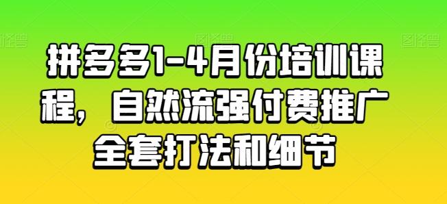 拼多多1-4月份培训课程，自然流强付费推广全套打法和细节-网创源码