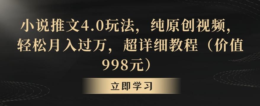 小说推文4.0玩法，纯原创视频，轻松月入过万，超详细教程(价值998元)【揭秘】-网创源码