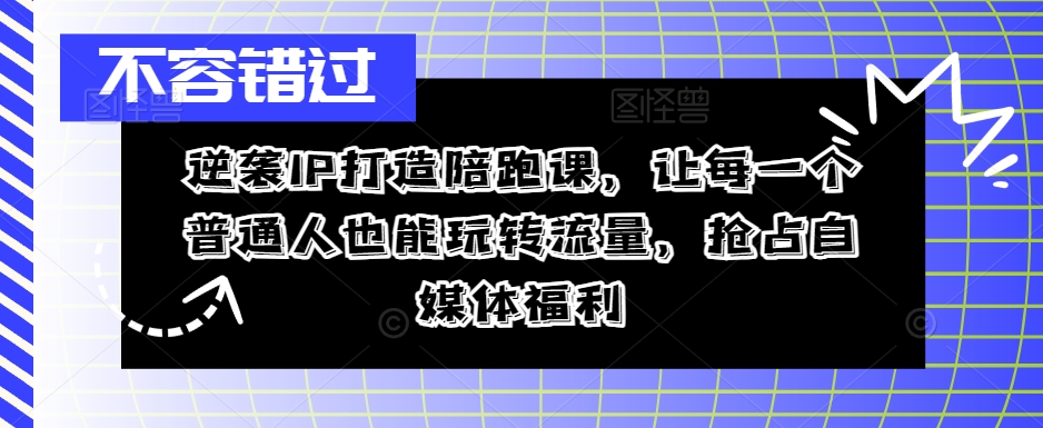 逆袭IP打造陪跑课，让每一个普通人也能玩转流量，抢占自媒体福利-网创源码