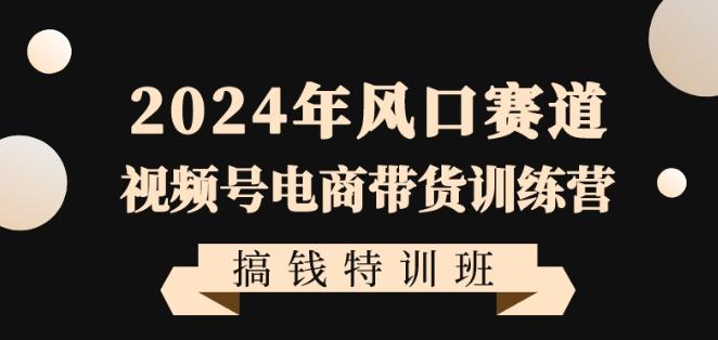 2024年风口赛道视频号电商带货训练营搞钱特训班,带领大家快速入局自媒体电商带货-网创源码