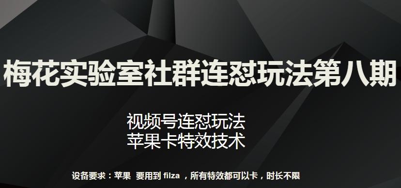 梅花实验室社群连怼玩法第八期，视频号连怼玩法 苹果卡特效技术【揭秘】-网创源码