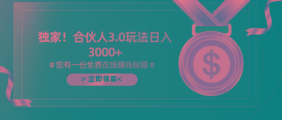 游戏合伙人3.0，日入3000+，无限扩大的蓝海项目-网创源码