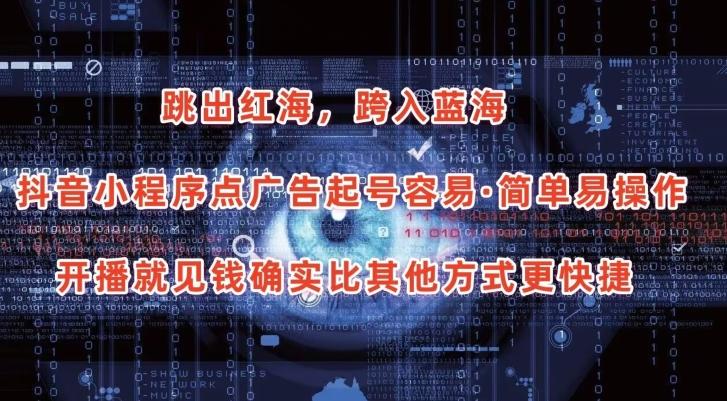 抖音小程序点广告项目，起号容易，简单易操作，开播就见有收益【揭秘】-网创源码