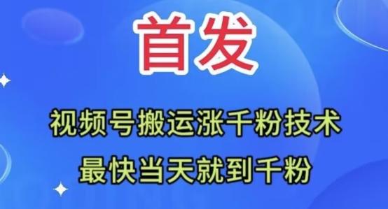全网首发：视频号无脑搬运涨千粉技术，最快当天到千粉【揭秘】-网创源码