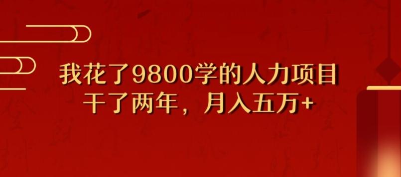 我花了9800学习,干了两年赚了70万的人力项目-网创源码
