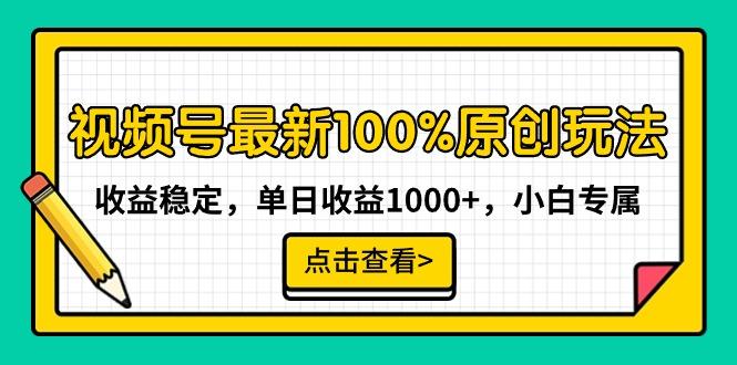 视频号最新100%原创玩法，收益稳定，单日收益1000+，小白专属-网创源码
