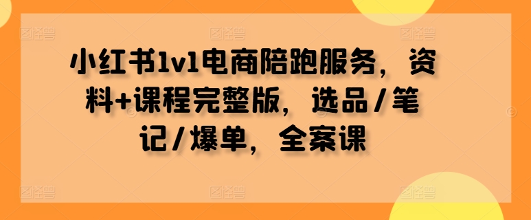 小红书1v1电商陪跑服务，资料+课程完整版，选品/笔记/爆单，全案课-网创源码