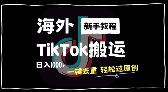 2024最新海外TikTok搬运玩法，一键去重轻松过原创，新手无经验也能日入1k【揭秘】-网创源码