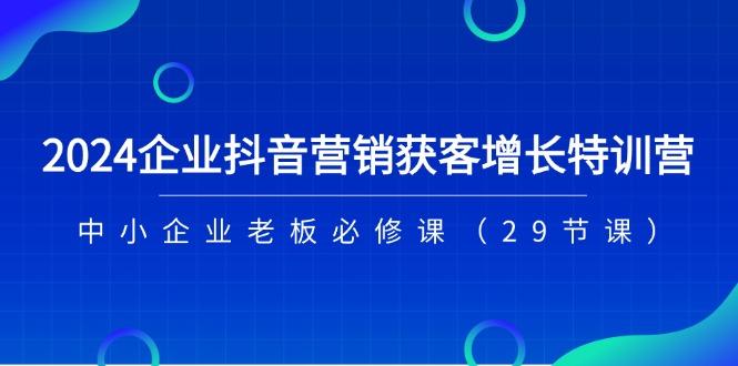 2024企业抖音-营销获客增长特训营，中小企业老板必修课(29节课-网创源码