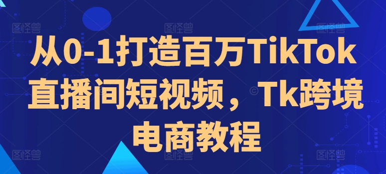 从0-1打造百万TikTok直播间短视频，Tk跨境电商教程-网创源码