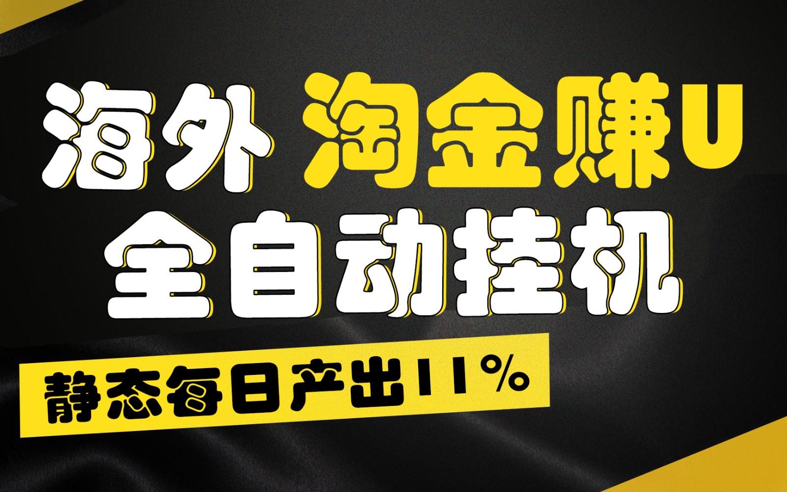 海外淘金赚U，全自动挂机，静态每日产出11%，拉新收益无上限，轻松日入1万+-网创源码
