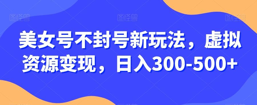 美女号不封号新玩法,虚拟资源变现,日入300-500+