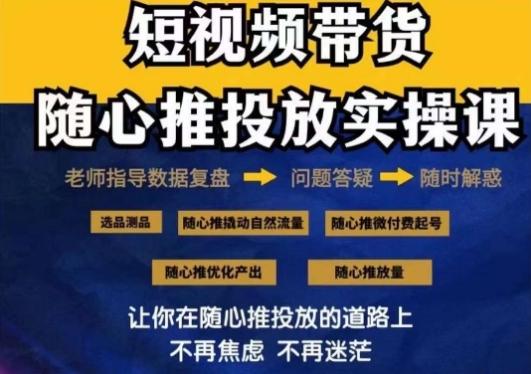 2024好物分享随心推投放实操课，随心推撬动自然流量/微付费起号/优化产出-网创源码