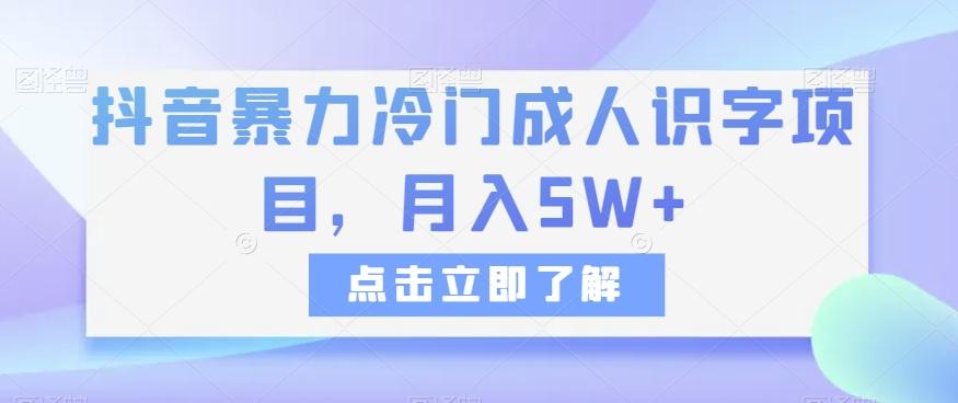 抖音暴力冷门成人识字项目，月入5W+【揭秘】-网创源码