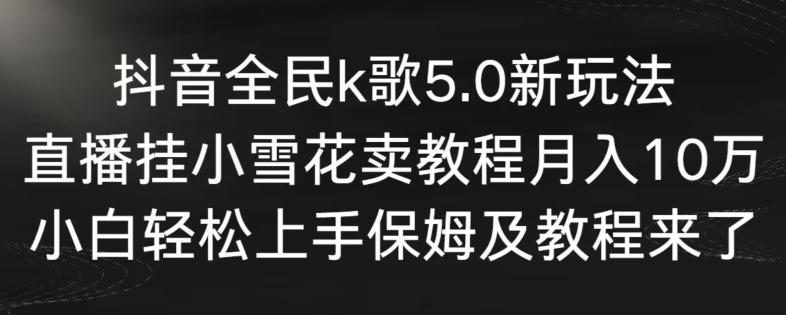 抖音全民k歌5.0新玩法，直播挂小雪花卖教程月入10万，小白轻松上手，保姆及教程来了【揭秘】-网创源码