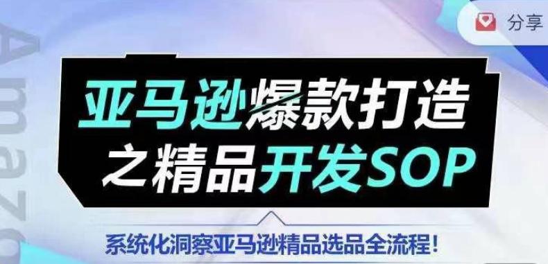 【训练营】亚马逊爆款打造之精品开发SOP，系统化洞察亚马逊精品选品全流程-网创源码