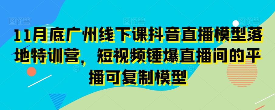 11月底广州线下课抖音直播模型落地特训营，短视频锤爆直播间的平播可复制模型-网创源码