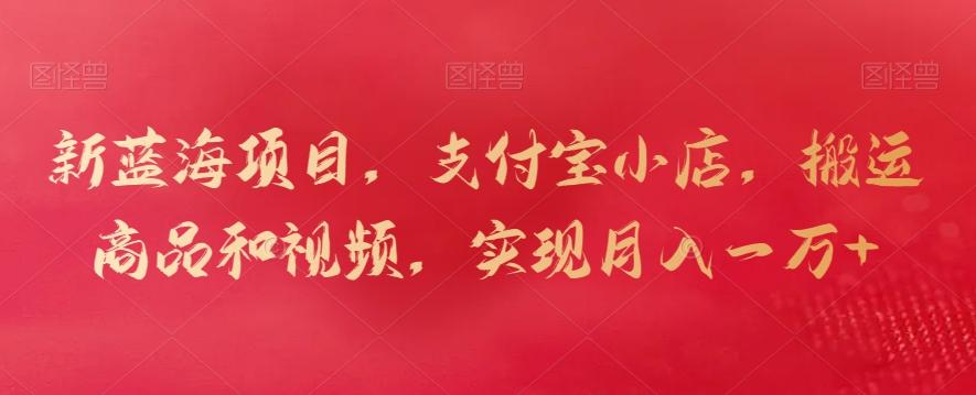 新蓝海项目,支付宝小店,搬运商品和视频,实现月入一万+【揭秘】