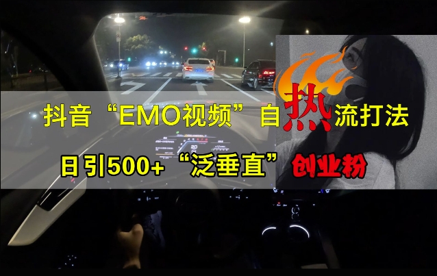 抖音EMO视频自热打法,日引500+“泛垂直”创业粉