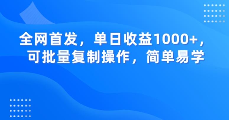 全网首发，单日收益1000+，可批量复制操作，简单易学【揭秘】-网创源码