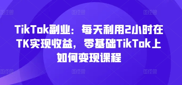 TikTok副业：每天利用2小时在TK实现收益，零基础TikTok上如何变现课程-网创源码