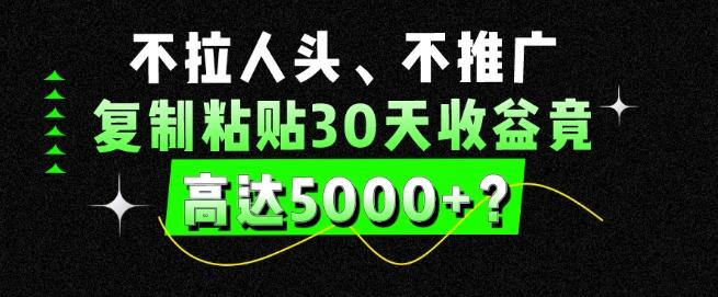 不拉人头、不推广，复制粘贴30天收益竟高达5000+？-网创源码