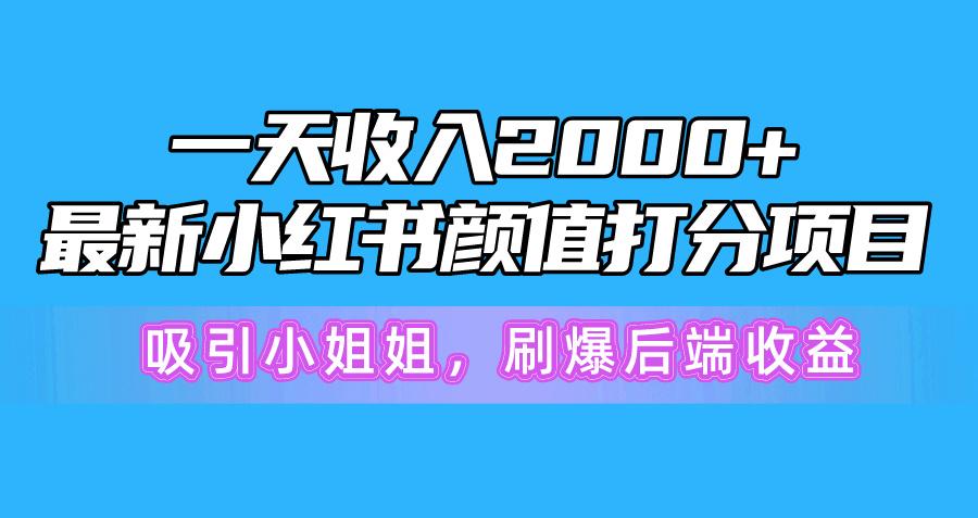 一天收入2000+,最新小红书颜值打分项目,吸引小姐姐,刷爆后端收益-网创源码