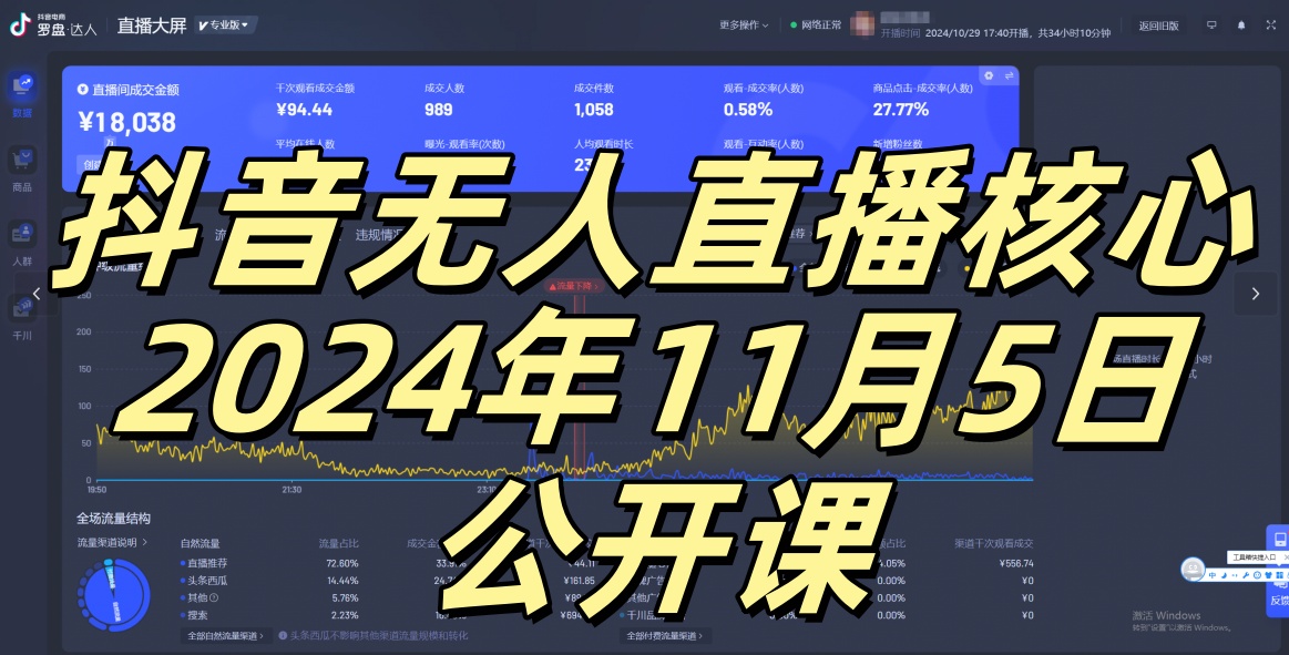 抖音无人直播核心公开课，咸鱼翻身小白可做带有睡后收入月入过万太简单【揭秘】-网创源码