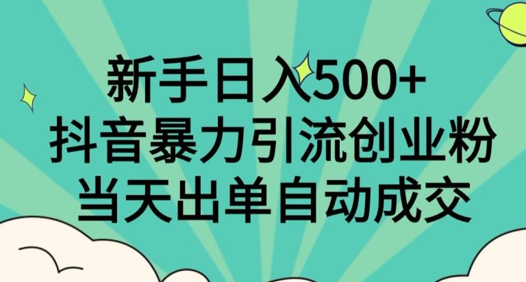 新手日入500+，抖音暴力引流创业粉，当天出单自动成交-网创源码