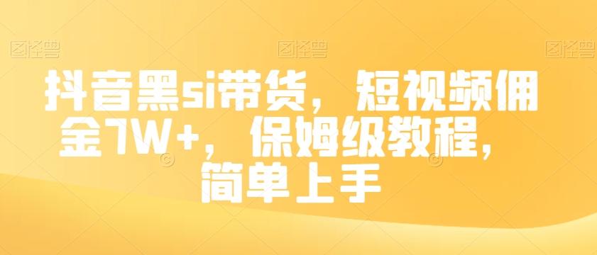抖音黑si带货,短视频佣金7W+,保姆级教程,简单上手【揭秘】-网创源码