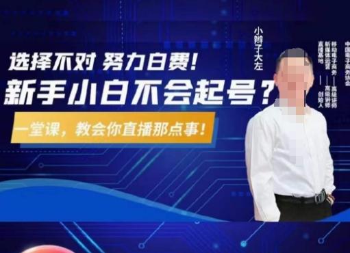 大左教您从0到1做直播带货,选择不对,努力白费,5小时课程搞定那点事,解决你起号问题-网创源码