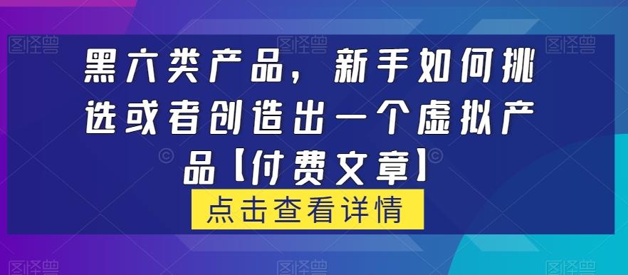 黑六类虚拟产品,新手如何挑选或者创造出一个虚拟产品【付费文章】-网创源码