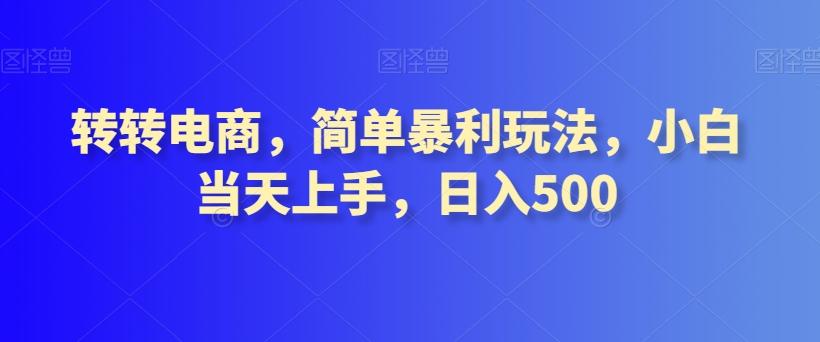 转转电商，简单暴利玩法，小白当天上手，日入500-网创源码