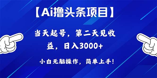Ai撸头条，当天起号，第二天见收益，日入3000+-网创源码