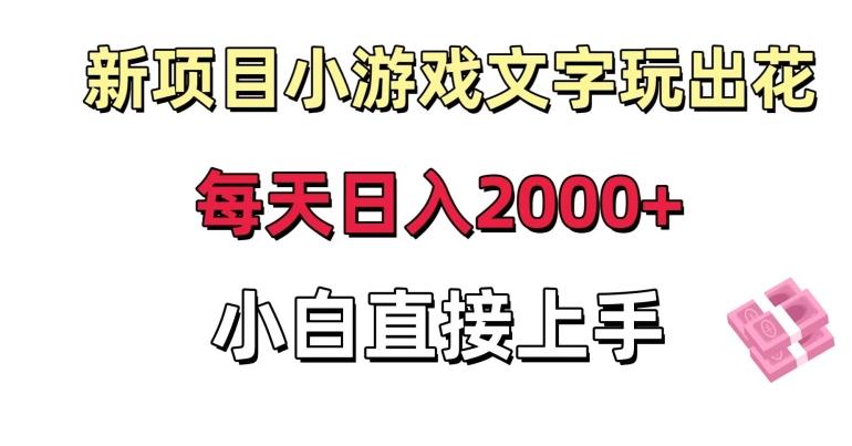新项目小游戏文字玩出花日入2000+，每天只需一小时，小白直接上手【揭秘】-网创源码