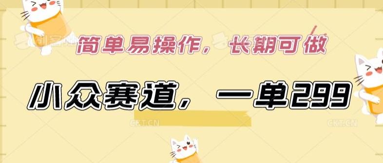 小众赛道,一单299.简单易操作,长期可做【揭秘】