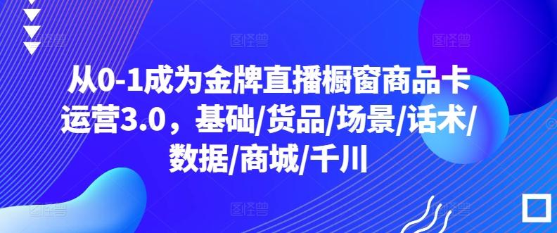 从0-1成为金牌直播橱窗商品卡运营3.0，基础/货品/场景/话术/数据/商城/千川-网创源码