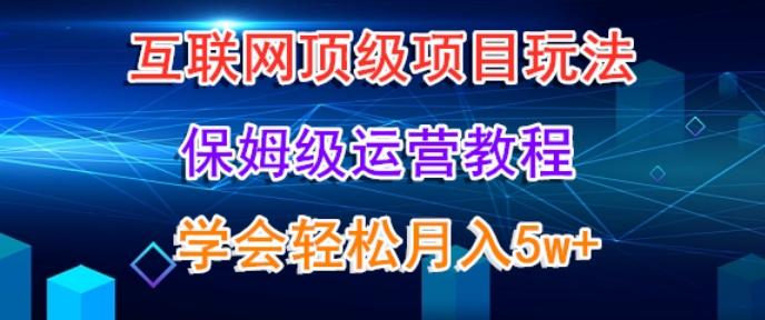 互联网顶级项目玩法,保姆级运营教程,学完轻松月入5万-网创源码