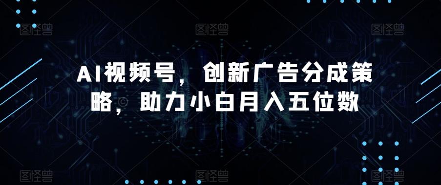 AI视频号，创新广告分成策略，助力小白月入五位数【揭秘】-网创源码