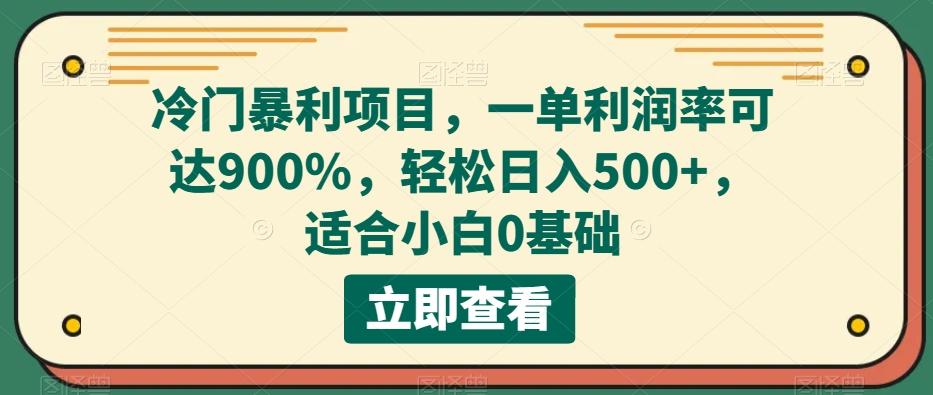 冷门暴利项目,一单利润率可达900%,轻松日入500+,适合小白0基础-网创源码