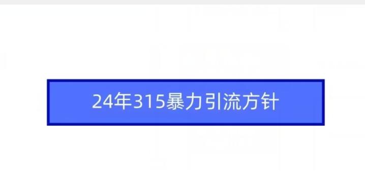 24年315暴力引流方针-网创源码