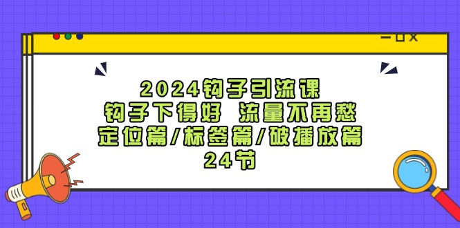 2024钩子引流课:钩子下得好流量不再愁,定位篇/标签篇/破播放篇/24节-网创源码